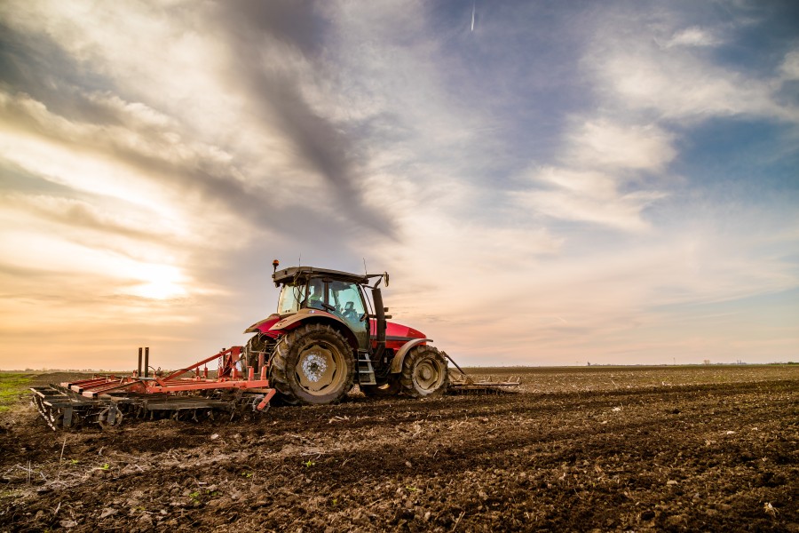 Tractor in a field.